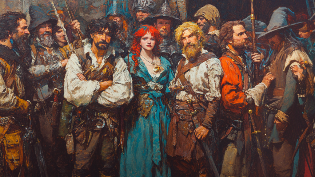 A bunch of characters in a tavern